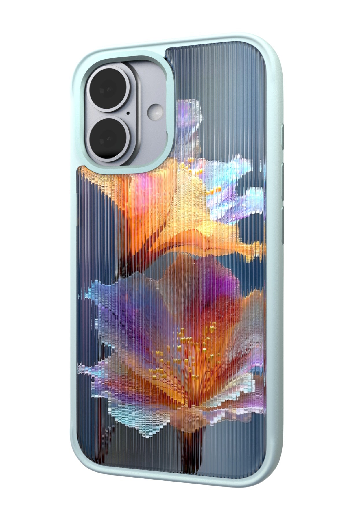 Hibiscus Versicolor Backplate + Teal Case for iPhone 16