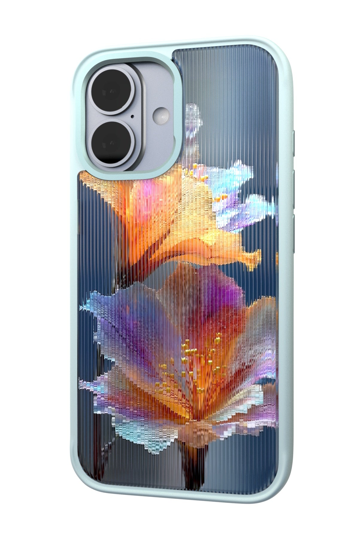 Hibiscus Versicolor Backplate + Teal Case for iPhone 16