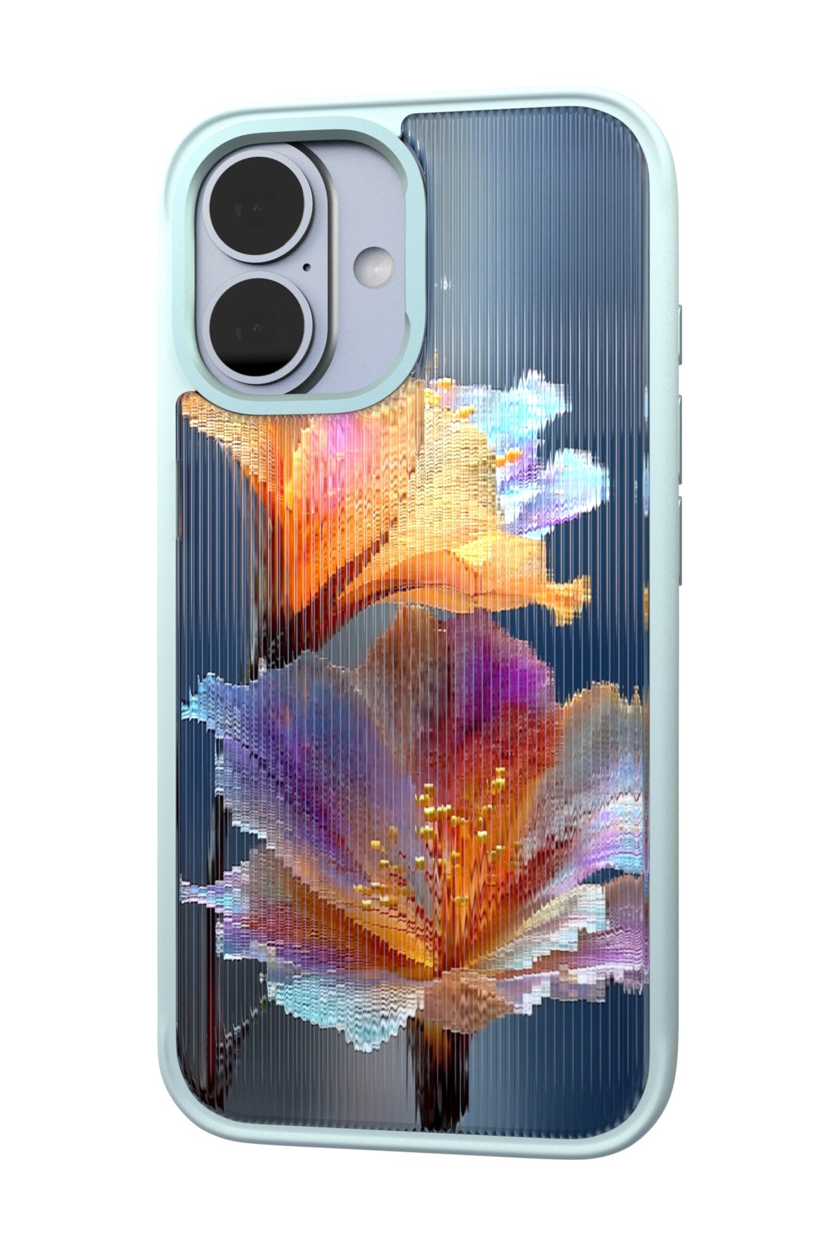 Hibiscus Versicolor Backplate + Teal Case for iPhone 16