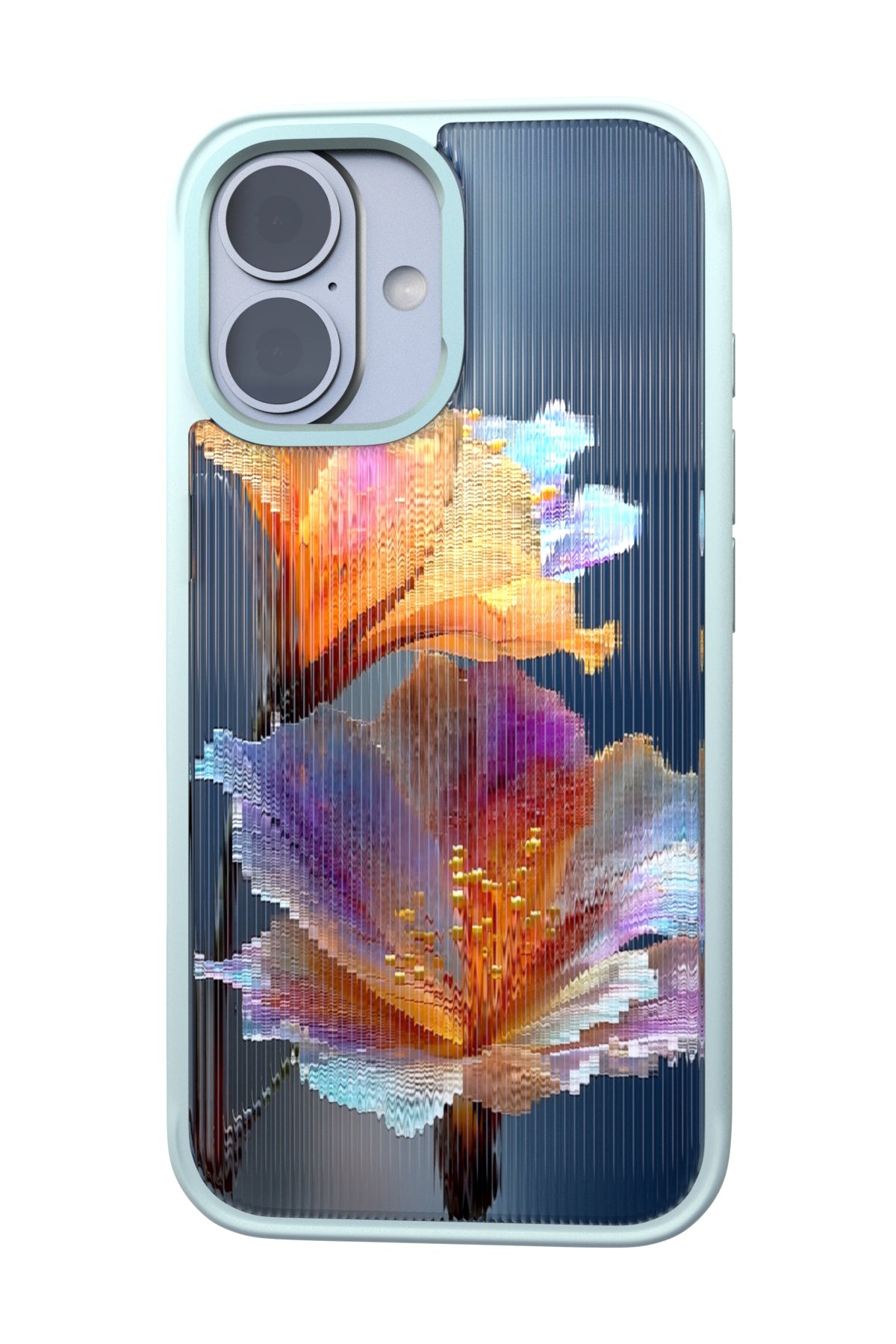 Hibiscus Versicolor Backplate + Teal Case for iPhone 16