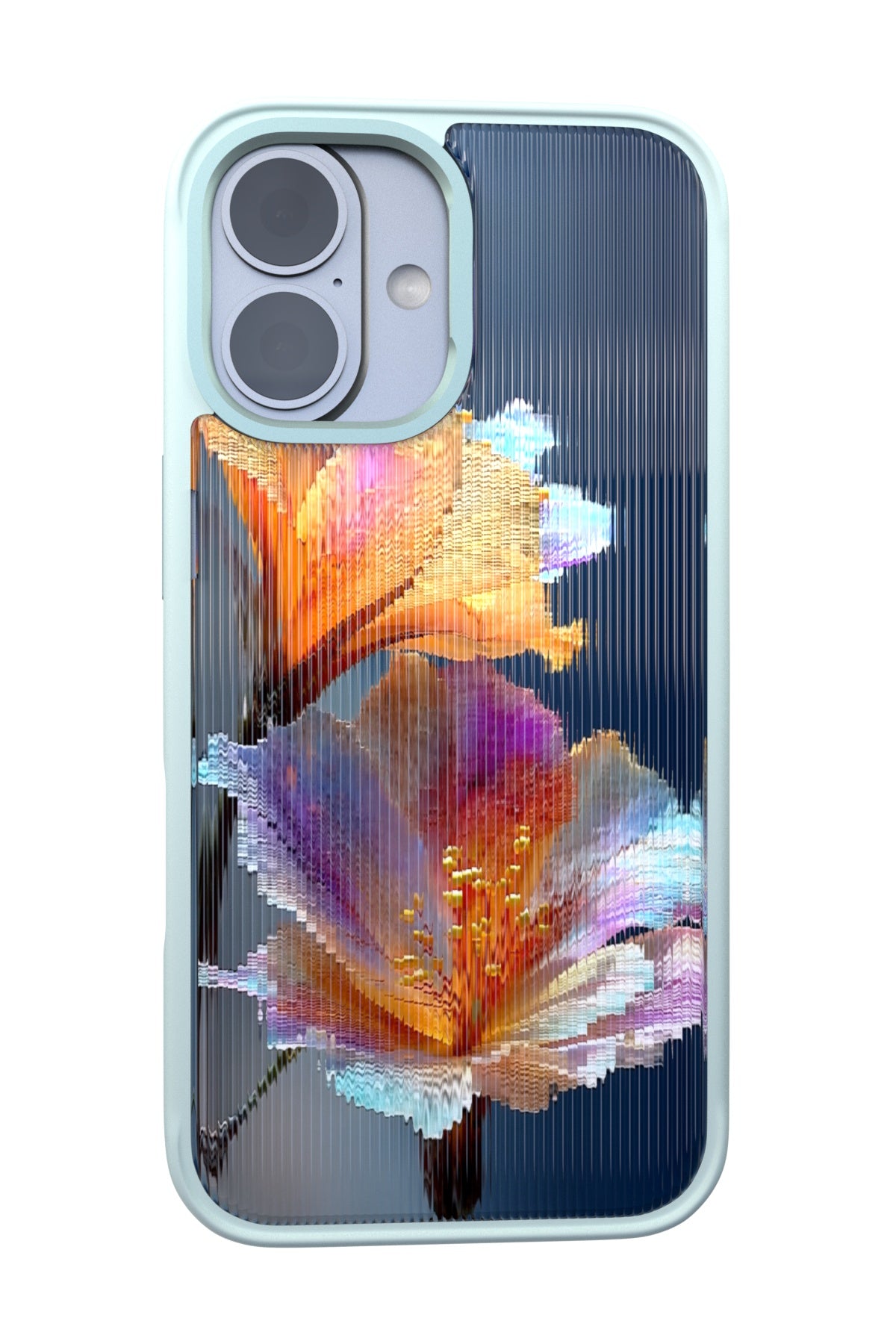 Hibiscus Versicolor Backplate + Teal Case for iPhone 16