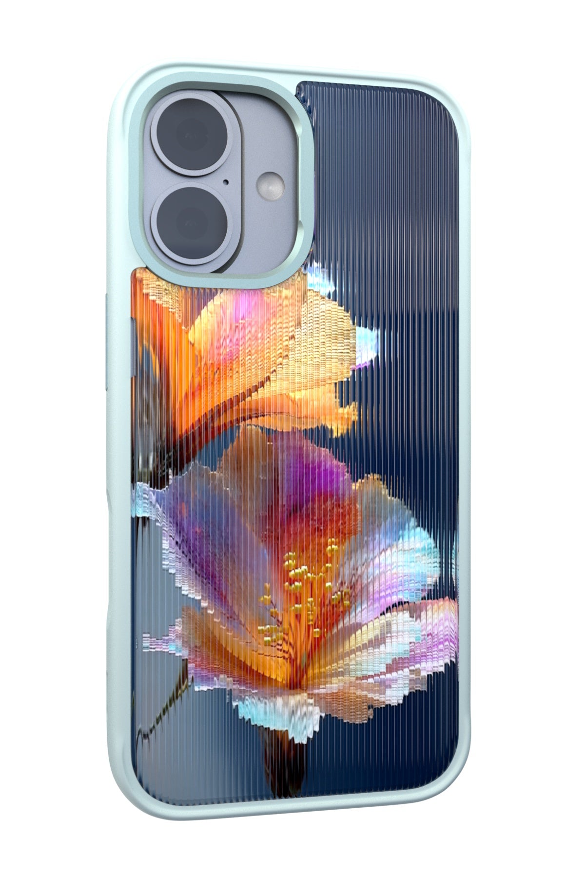 Hibiscus Versicolor Backplate + Teal Case for iPhone 16