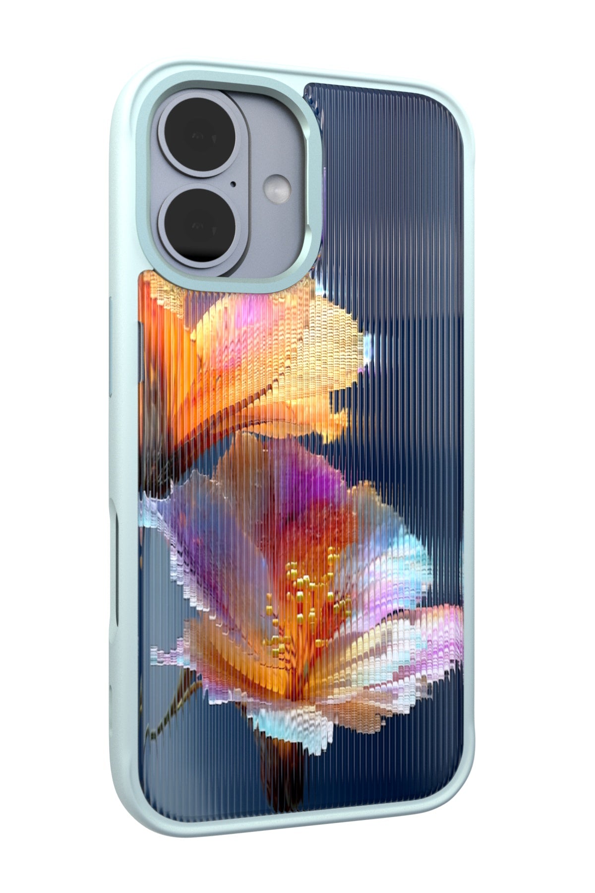 Hibiscus Versicolor Backplate + Teal Case for iPhone 16