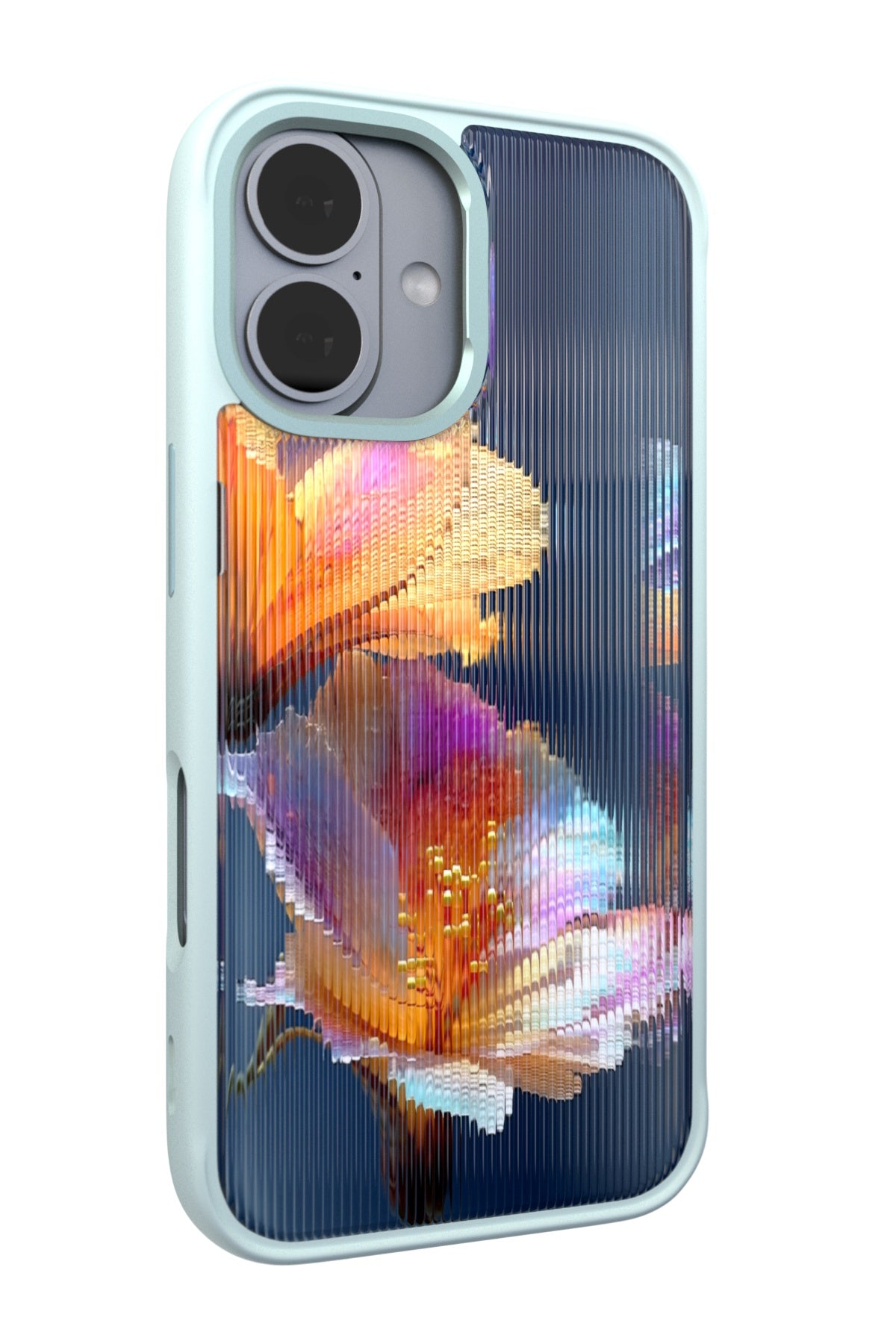 Hibiscus Versicolor Backplate + Teal Case for iPhone 16