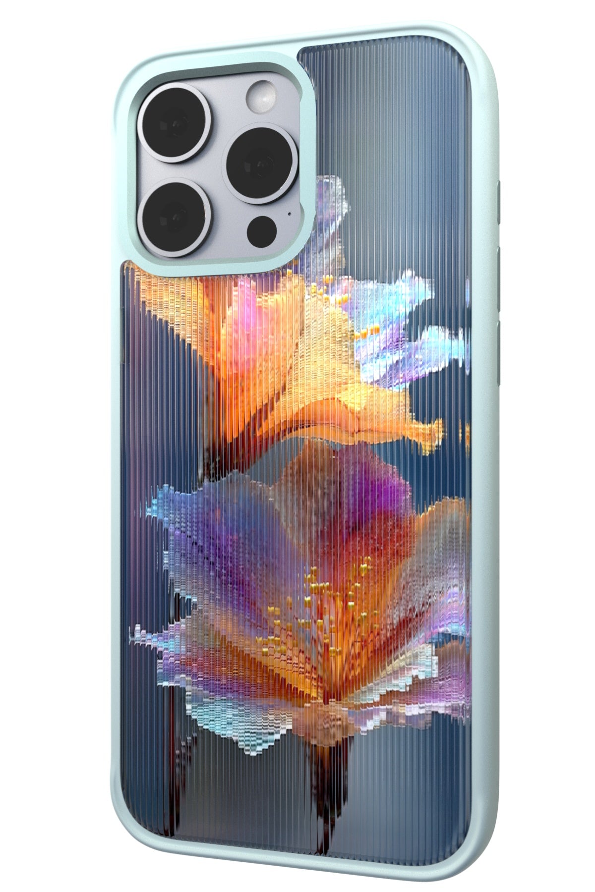 Hibiscus Versicolor Backplate + Teal Case for iPhone 16 Pro Max