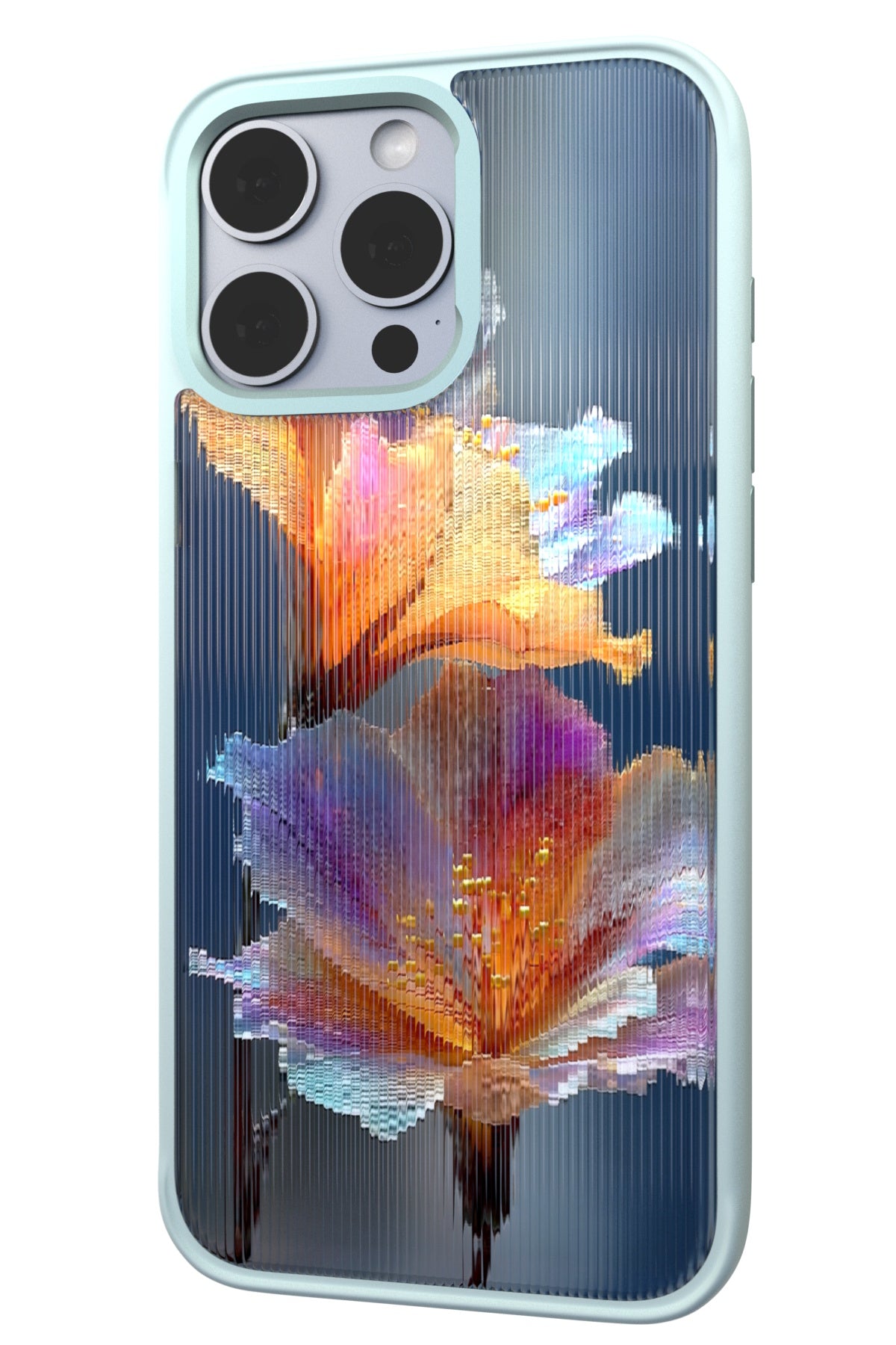 Hibiscus Versicolor Backplate + Teal Case for iPhone 16 Pro Max