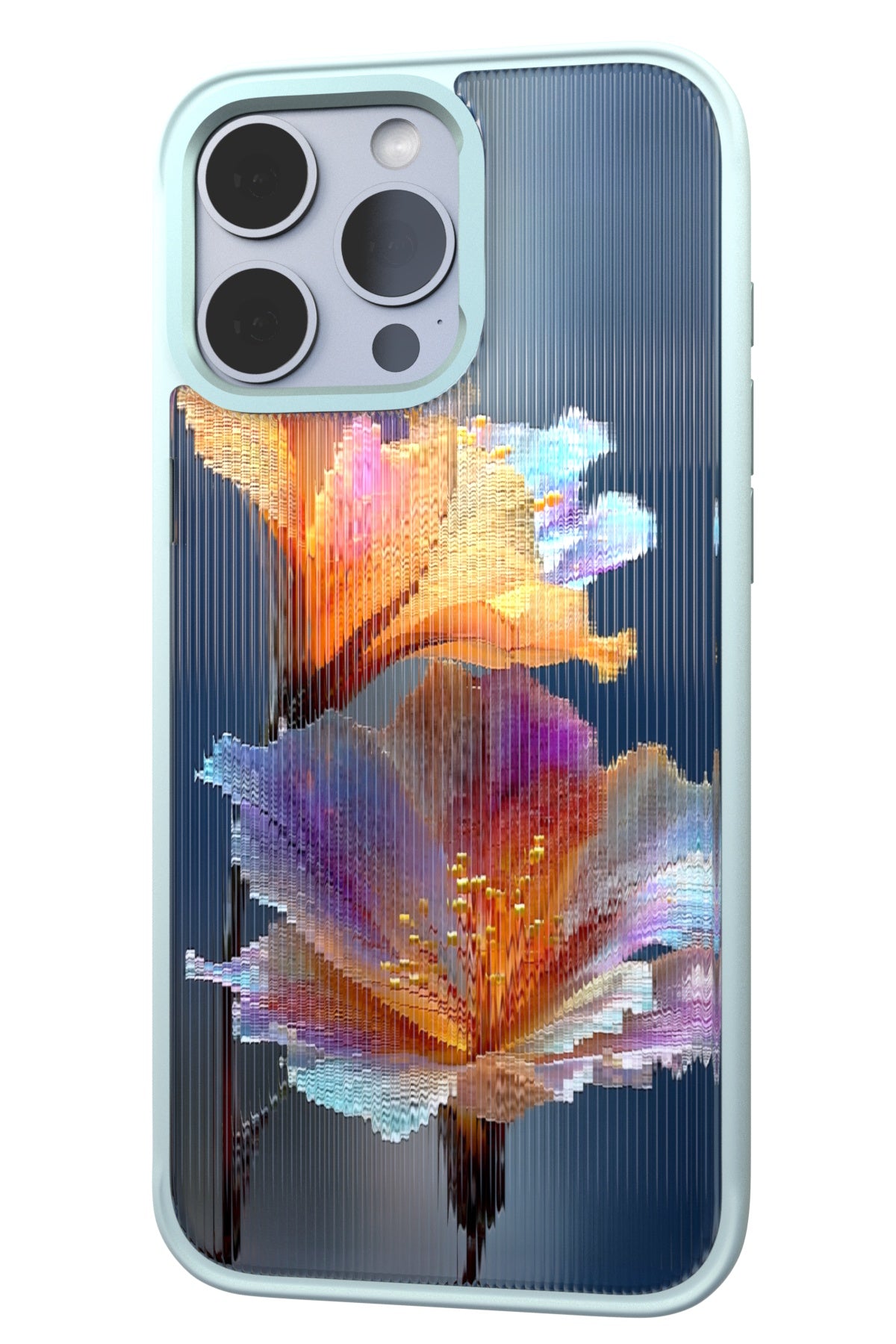 Hibiscus Versicolor Backplate + Teal Case for iPhone 16 Pro Max