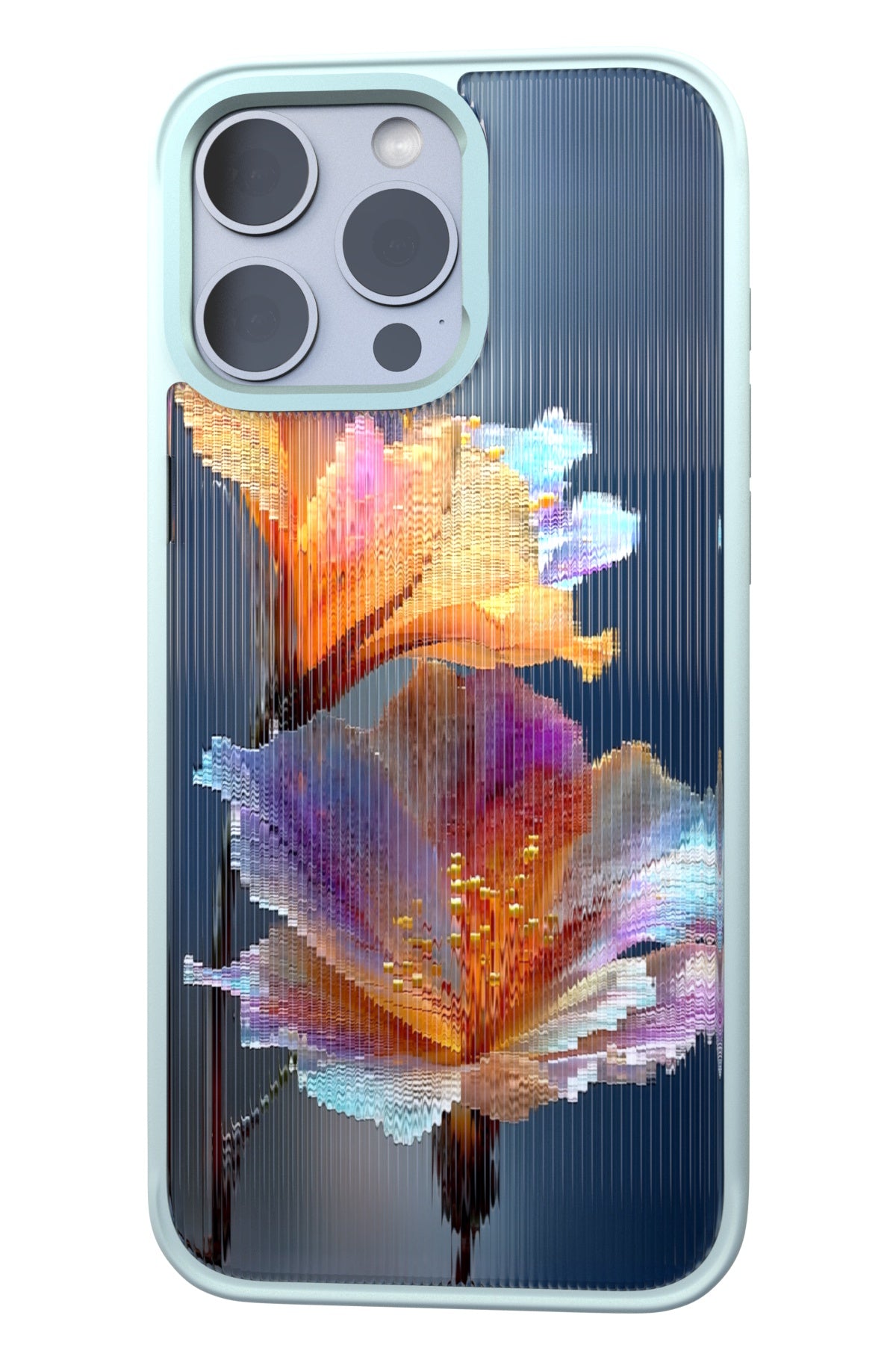 Hibiscus Versicolor Backplate + Teal Case for iPhone 16 Pro Max