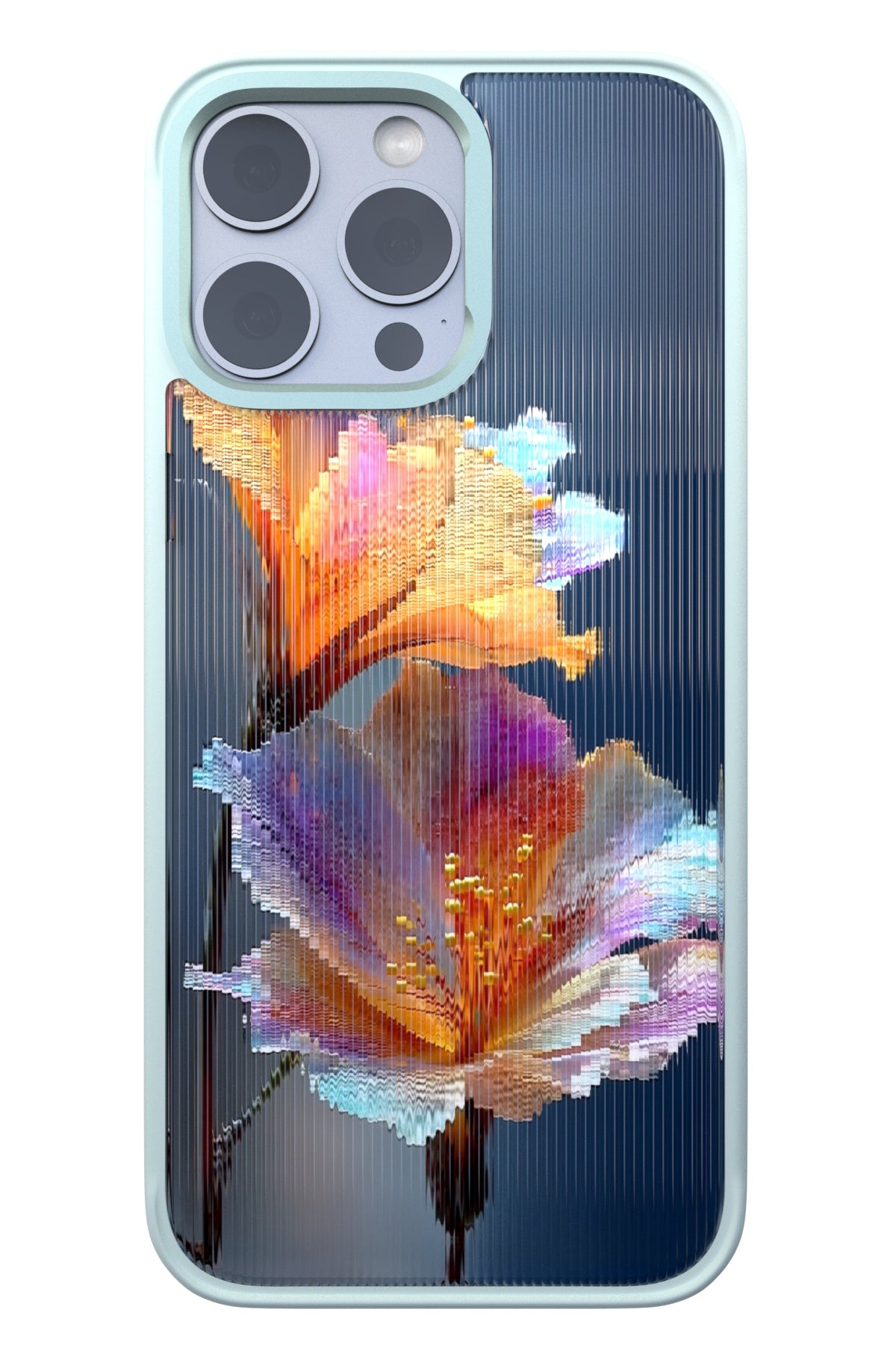 Hibiscus Versicolor Backplate + Teal Case for iPhone 16 Pro Max