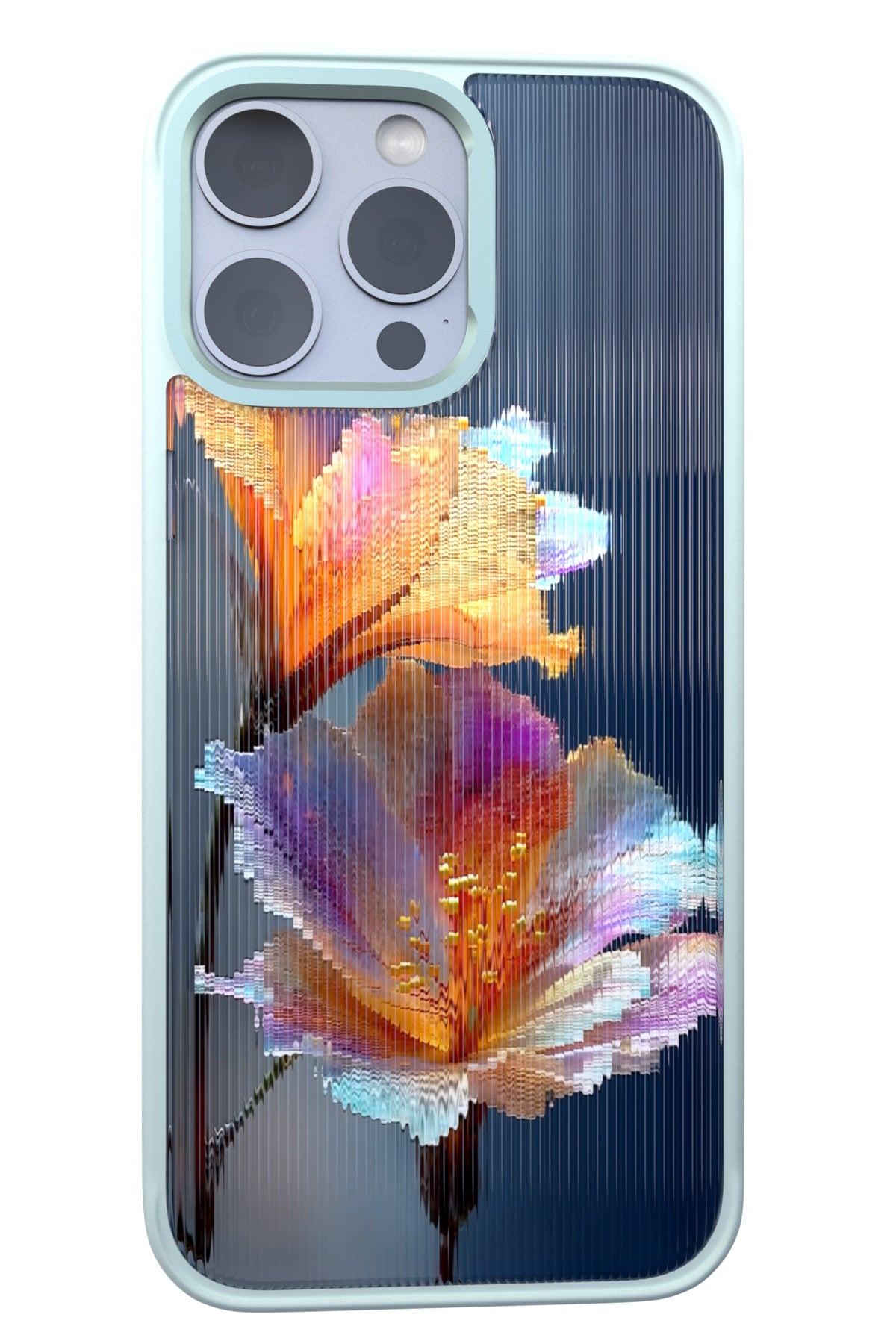 Hibiscus Versicolor Backplate + Teal Case for iPhone 16 Pro Max