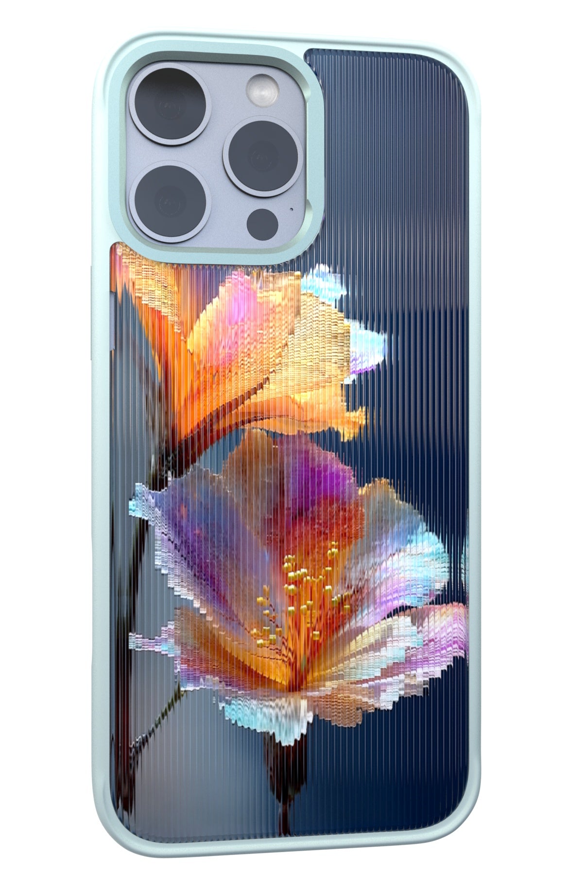 Hibiscus Versicolor Backplate + Teal Case for iPhone 16 Pro Max