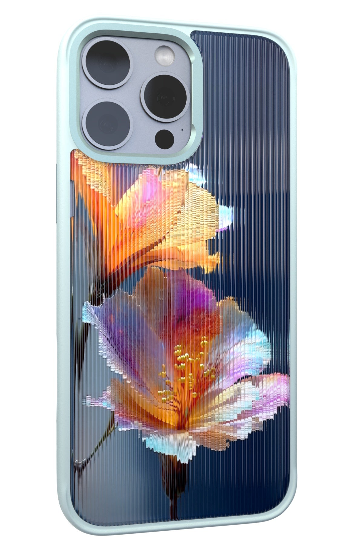Hibiscus Versicolor Backplate + Teal Case for iPhone 16 Pro Max