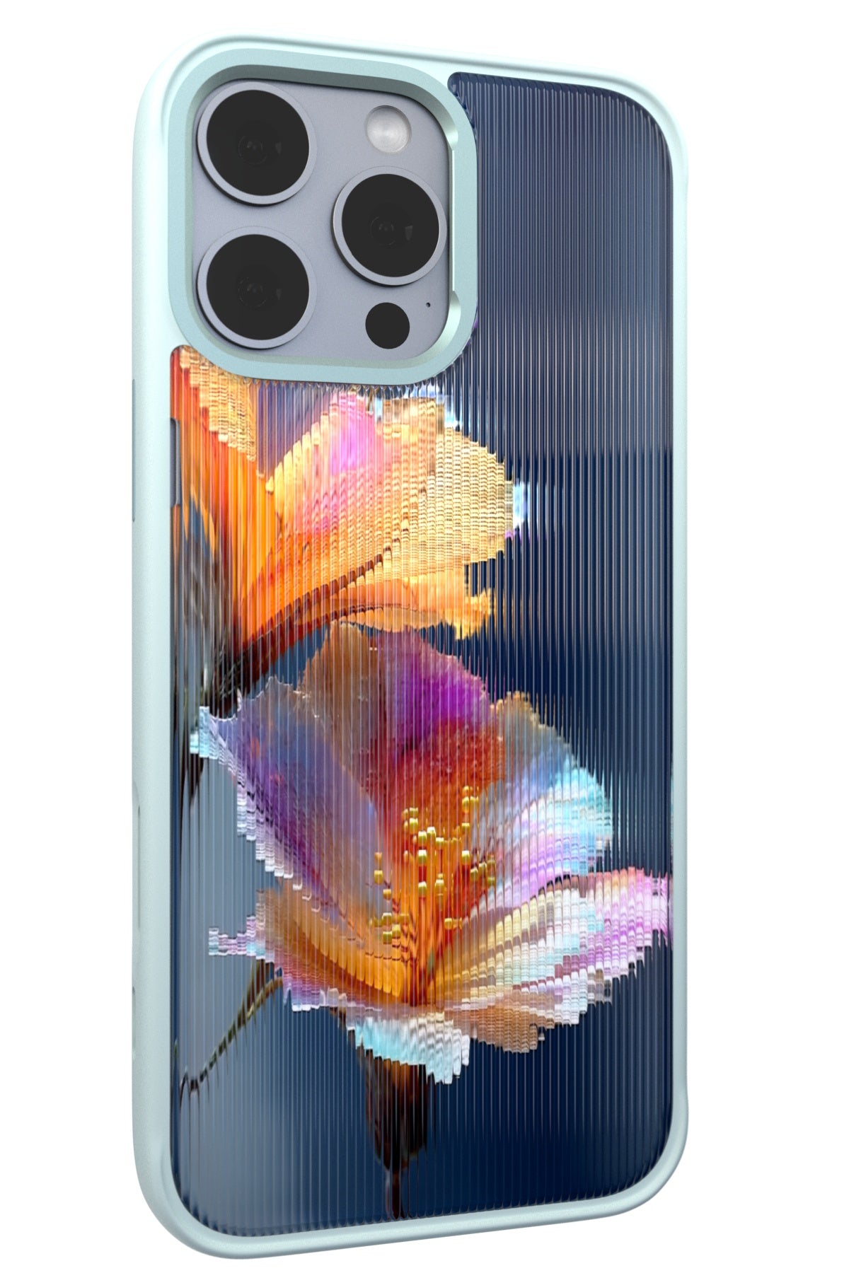 Hibiscus Versicolor Backplate + Teal Case for iPhone 16 Pro Max