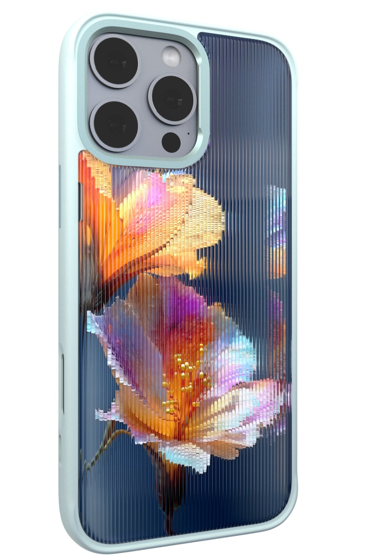 Hibiscus Versicolor Backplate + Teal Case for iPhone 16 Pro Max