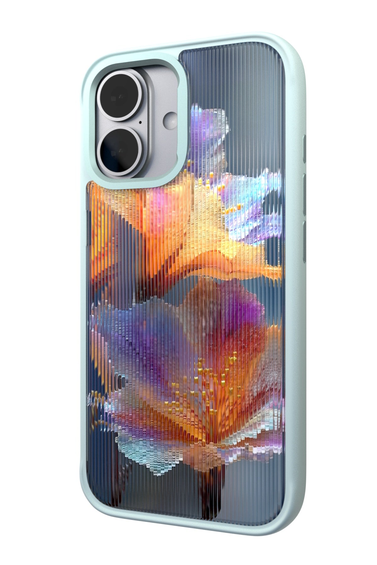 Hibiscus Versicolor Backplate + Teal Case for iPhone 17