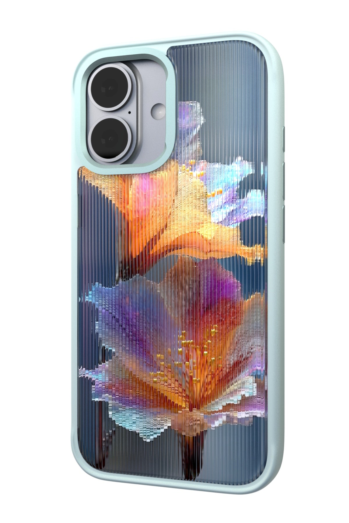 Hibiscus Versicolor Backplate + Teal Case for iPhone 17