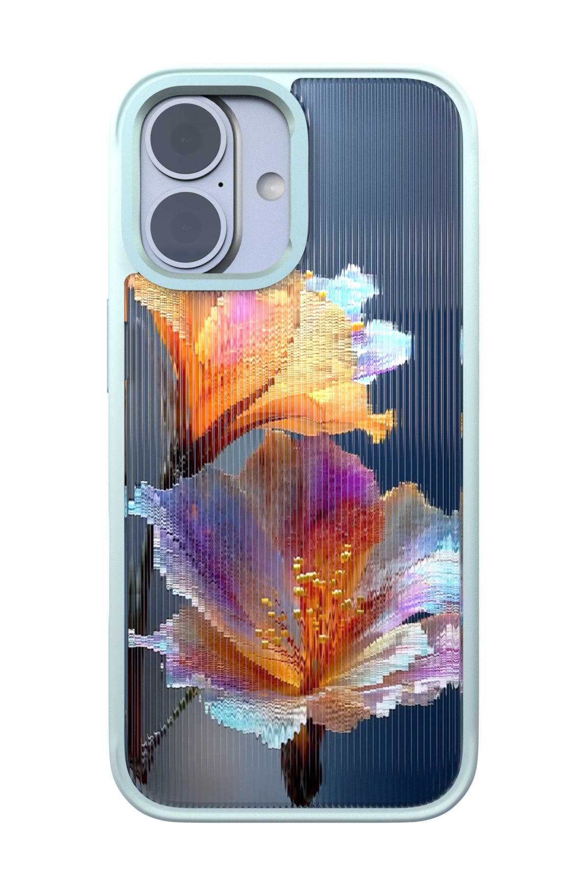 Hibiscus Versicolor Backplate + Teal Case for iPhone 17