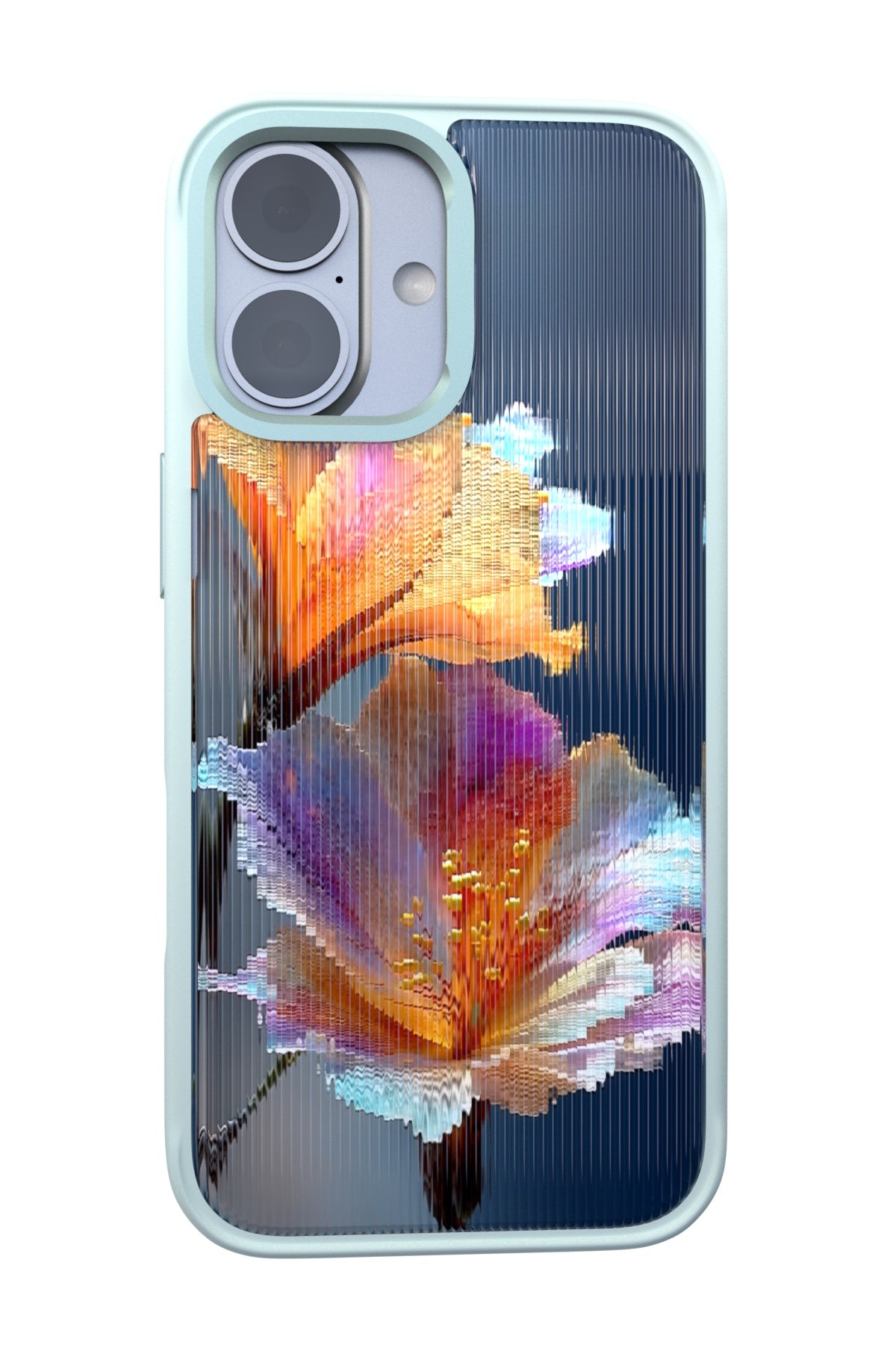 Hibiscus Versicolor Backplate + Teal Case for iPhone 17