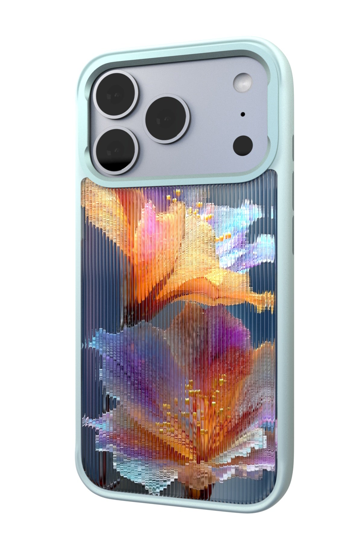 Hibiscus Versicolor Backplate + Teal Case for iPhone 17 Pro