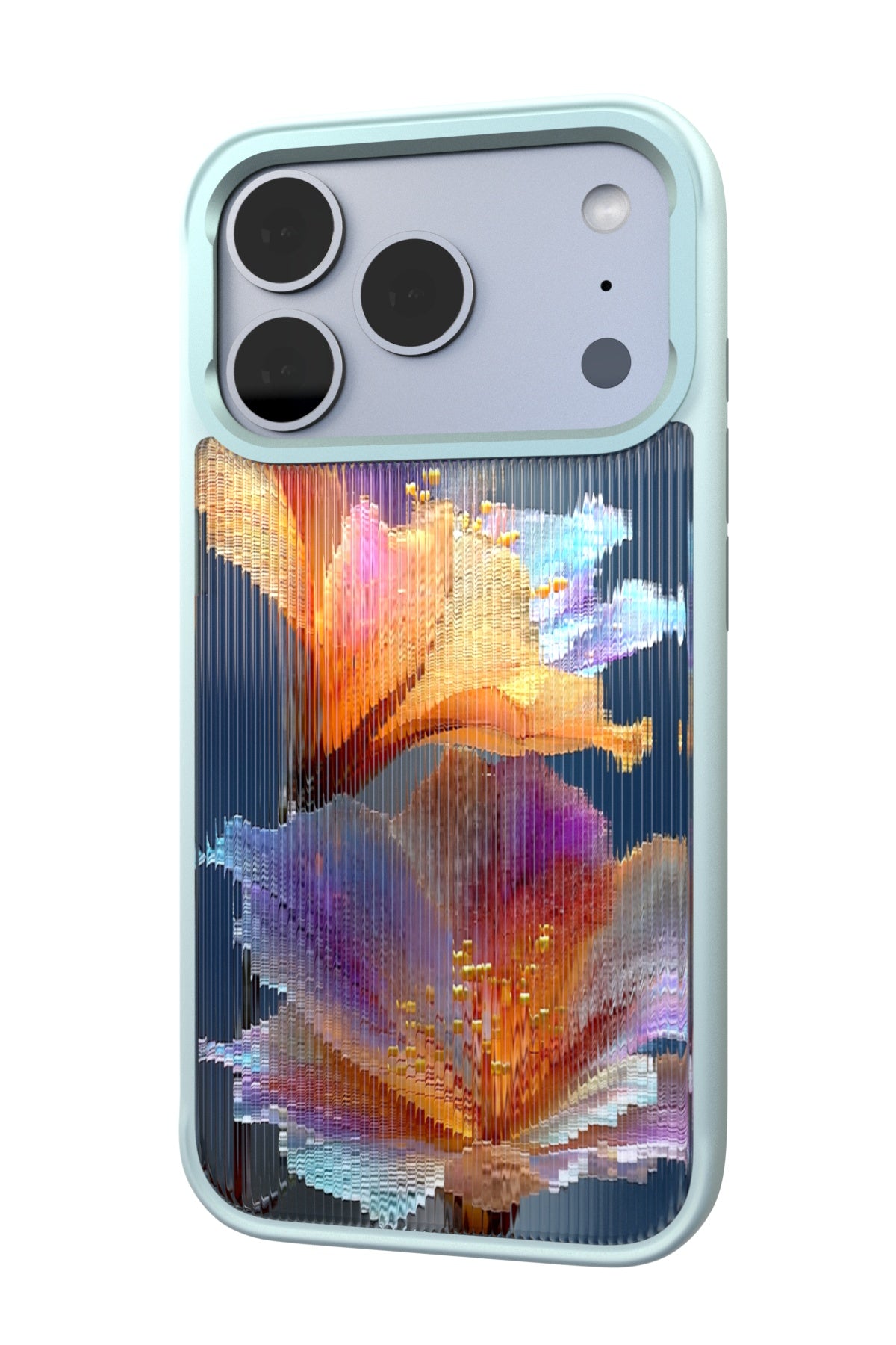 Hibiscus Versicolor Backplate + Teal Case for iPhone 17 Pro