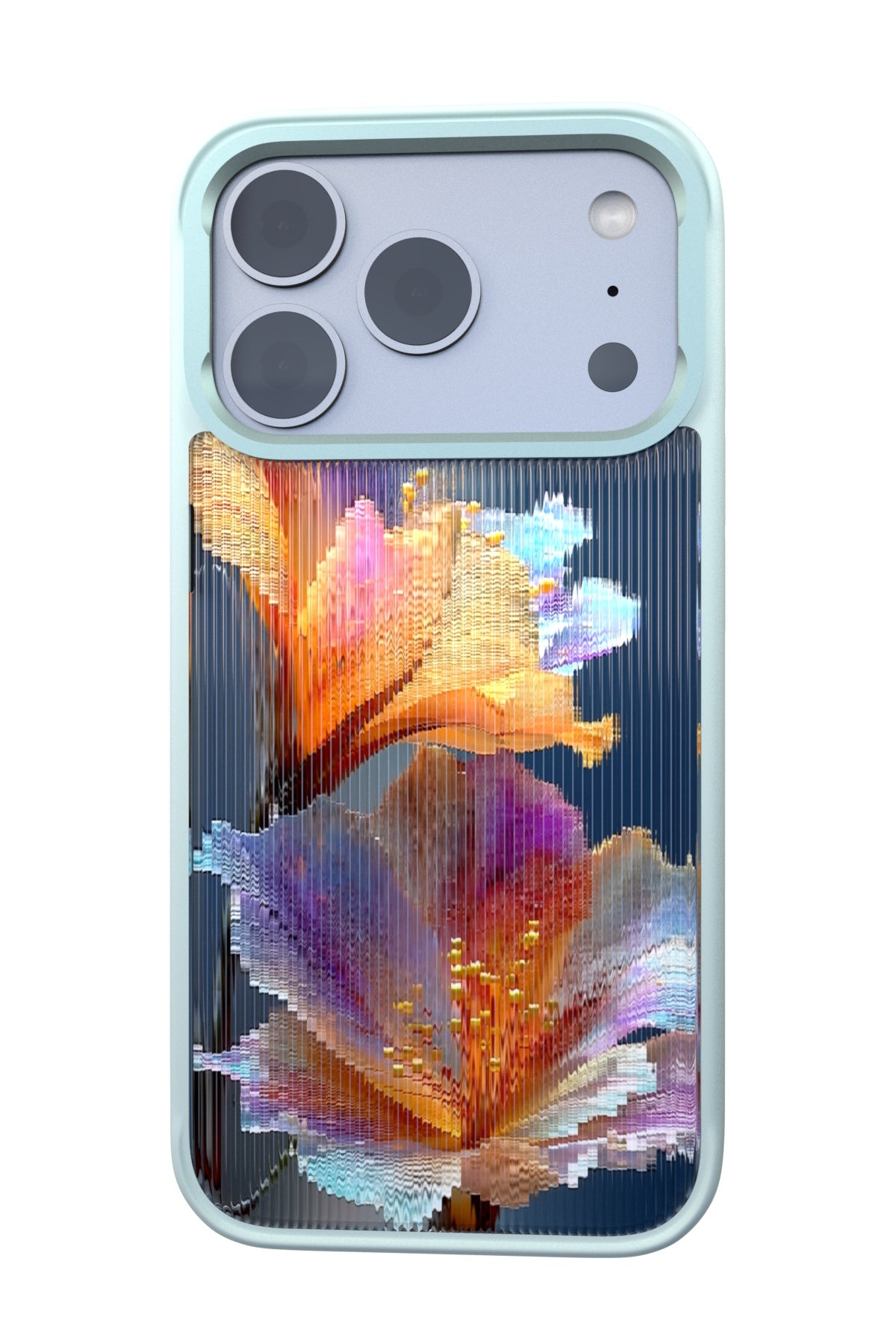 Hibiscus Versicolor Backplate + Teal Case for iPhone 17 Pro