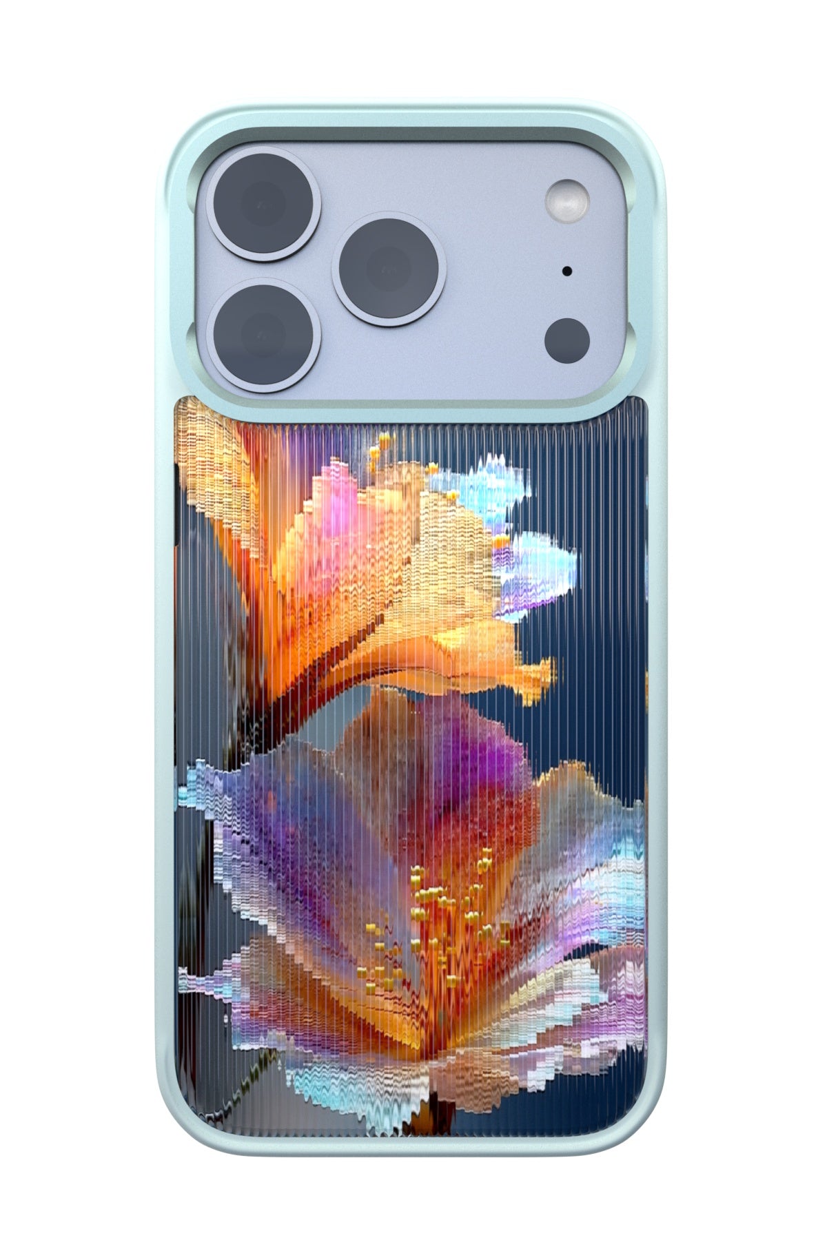 Hibiscus Versicolor Backplate + Teal Case for iPhone 17 Pro