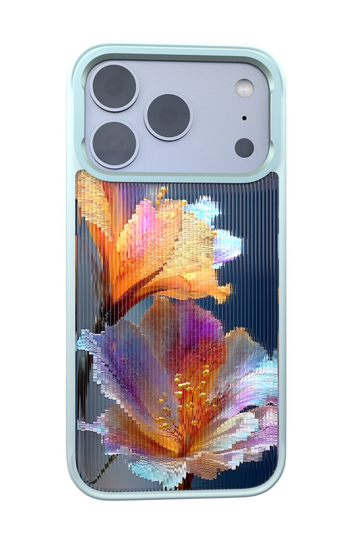 Hibiscus Versicolor Backplate + Teal Case for iPhone 17 Pro